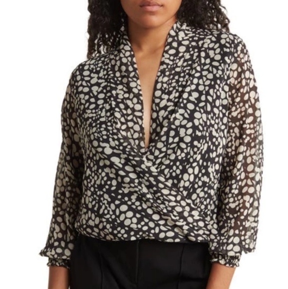 Pleione Print Sheer Blouse NWOT - Picture 3 of 4